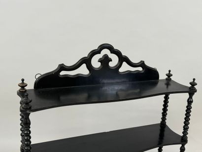 Wall-mounted shelf in blackened wood with...