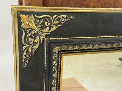 Rectangular mirror in blackened wood and...