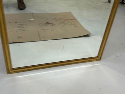 Rectangular mirror in wood and gilded stucco,...