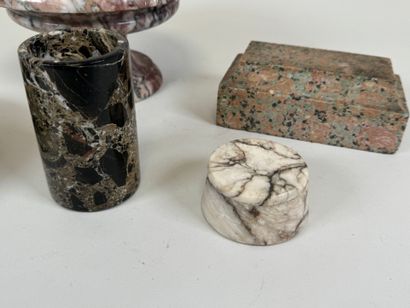 Various marble elements including pedestals,...