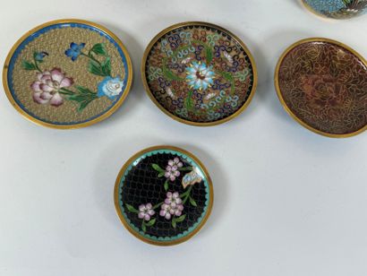 A cloisonné enameled brass lot comprising...