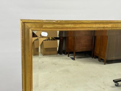 Rectangular mirror in wood and gilded stucco,...