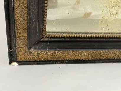 Rectangular glass in wood and stucco gilded,...