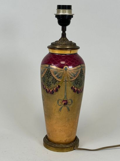 Polychrome ceramic lamp base decorated with...