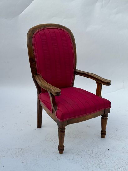 Petit fauteuil d'enfant en bois naturel mouluré,...