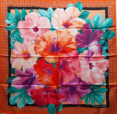 DAVIDOFF.
Silk twill square decorated with...
