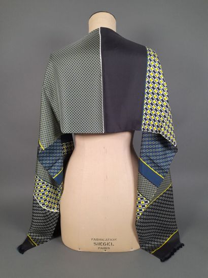 LANCEL.
Silk twill fringed scarf with geometric...