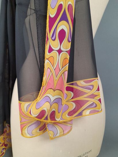 FREYWILLE.
Black silk chiffon scarf decorated...