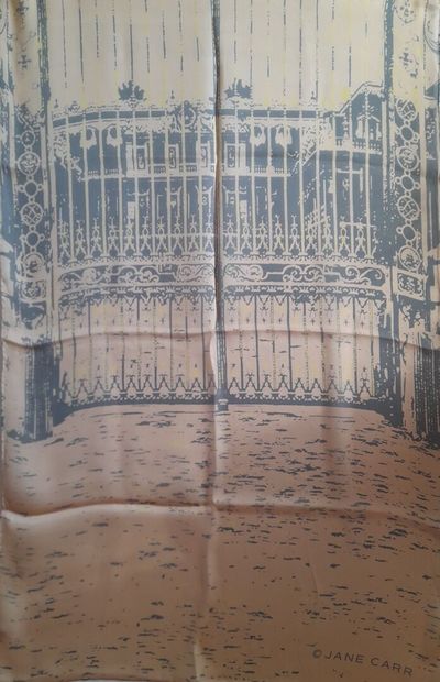 JANE CARR.
Set of two silk scarves decorated...