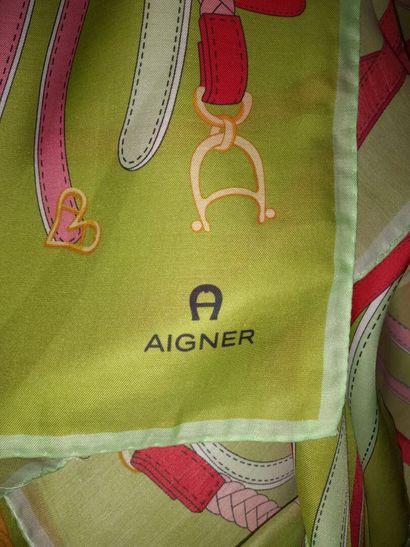 AIGNER.
Scarf in cotton twill and silk decorated...