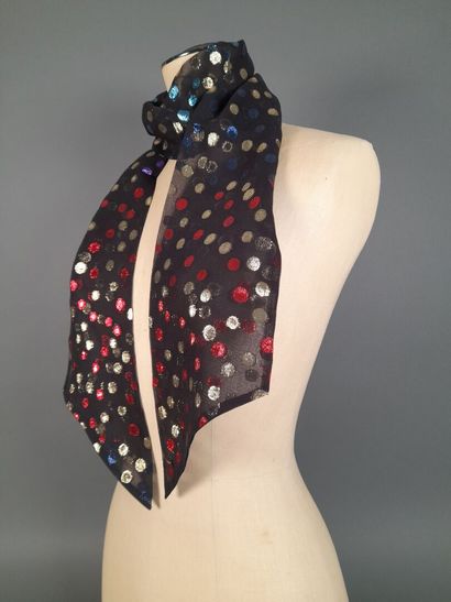 Silk scarf decorated with polychrome polka...