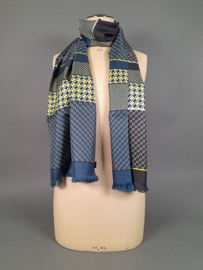 LANCEL.
Silk twill fringed scarf with geometric...