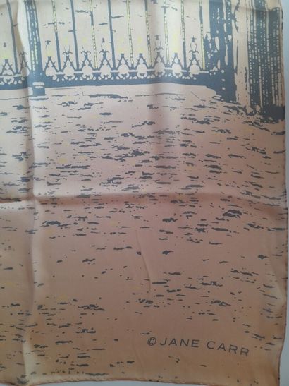 JANE CARR.
Set of two silk scarves decorated...