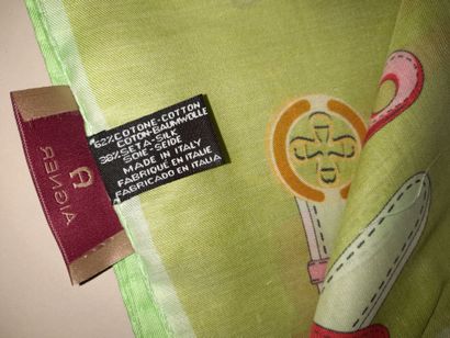 AIGNER.
Scarf in cotton twill and silk decorated...