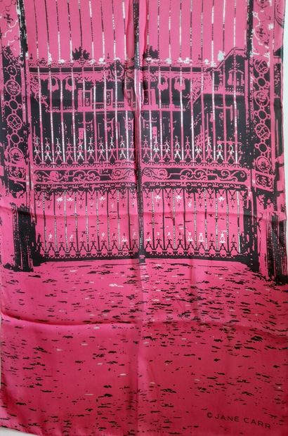 JANE CARR.
Set of two silk scarves decorated...