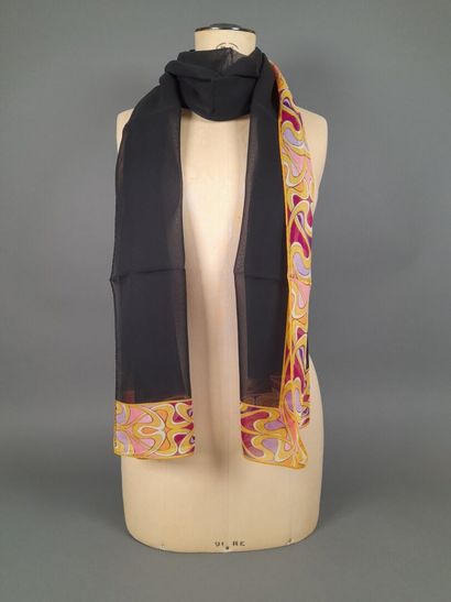 FREYWILLE.
Black silk chiffon scarf decorated...