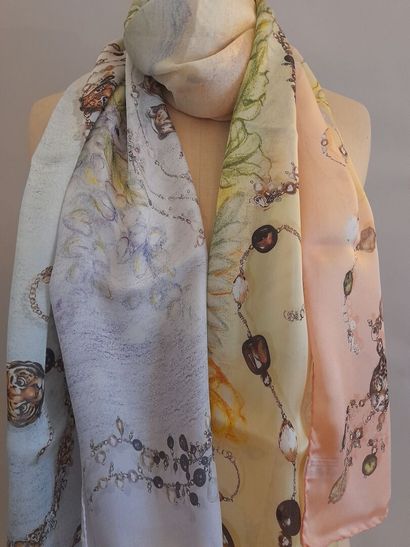 GABRIELLA RIVALTA.
Silk scarf decorated with...