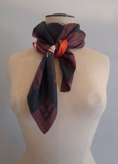 LANCEL, PARIS.
Silk twill square decorated...