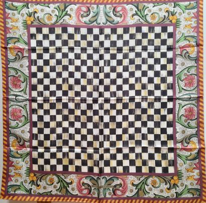 MACKENZIE CHILDS.
Silk twill square decorated...