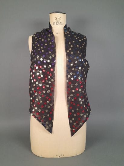 Silk scarf decorated with polychrome polka...