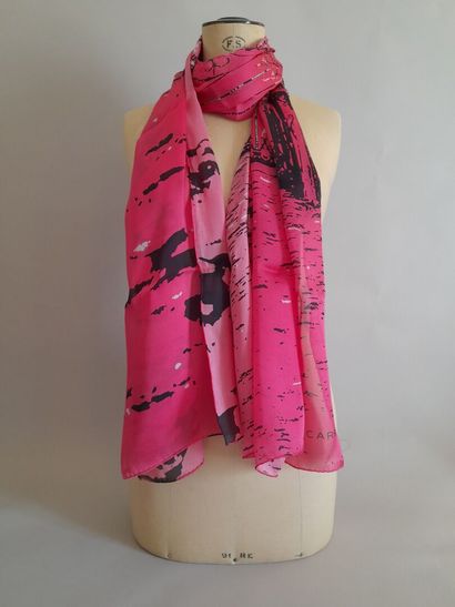 JANE CARR.
Set of two silk scarves decorated...