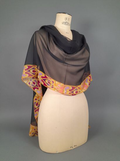 FREYWILLE.
Black silk chiffon scarf decorated...