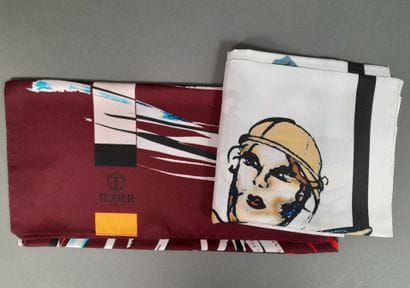 TEXIER.
Lot including : 
- Silk twill square...