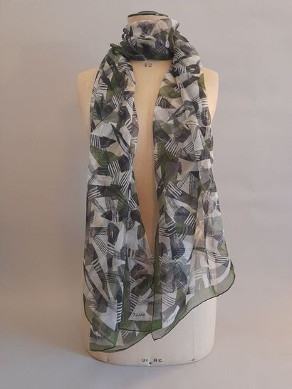 BALLY.
Set of two chiffon scarves with geometric...