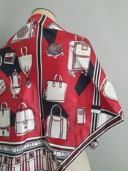 LANCEL, PARIS.
Silk twill square decorated...