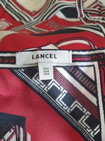 LANCEL, PARIS.
Silk twill square decorated...