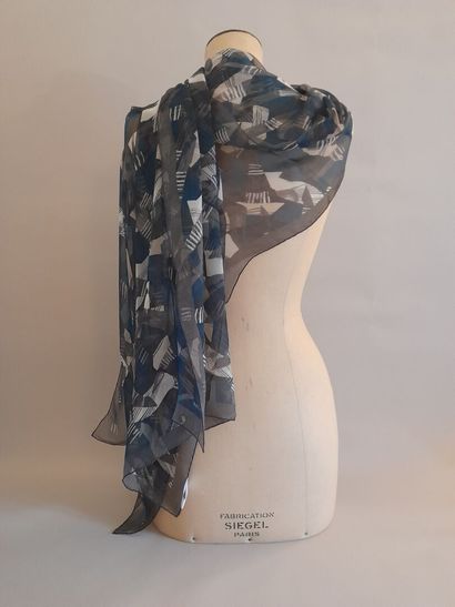 BALLY.
Set of two chiffon scarves with geometric...