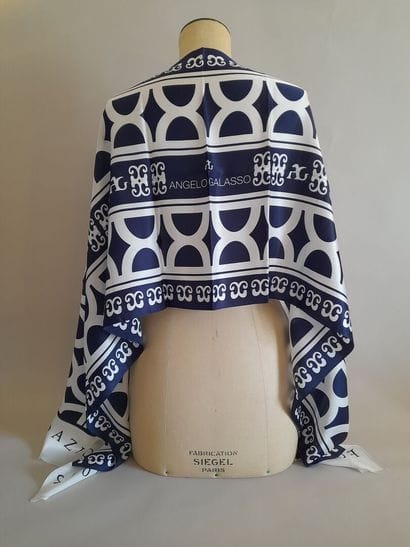 ANGELO GALASSO.
Silk fringed scarf decorated...