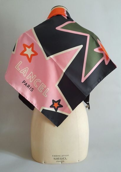 LANCEL, PARIS.
Silk twill square decorated...
