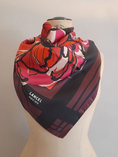 LANCEL, PARIS.
Silk twill square decorated...