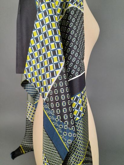 LANCEL.
Silk twill fringed scarf with geometric...