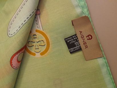 AIGNER.
Scarf in cotton twill and silk decorated...