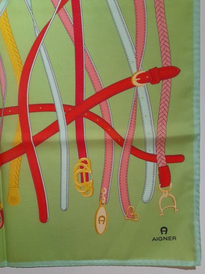 AIGNER.
Scarf in cotton twill and silk decorated...