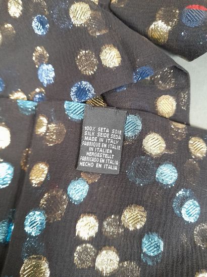 Silk scarf decorated with polychrome polka...