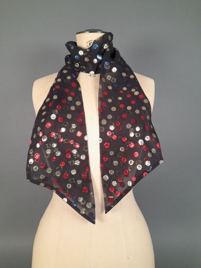 Silk scarf decorated with polychrome polka...