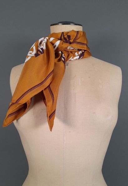 Silk twill square decorated with white Celtic...