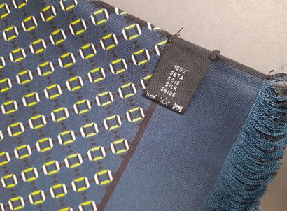 LANCEL.
Silk twill fringed scarf with geometric...