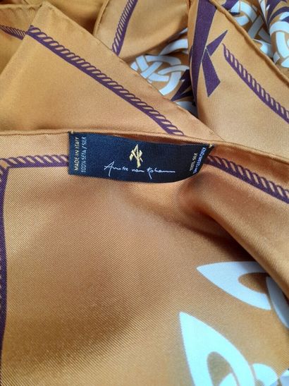 Silk twill square decorated with white Celtic...