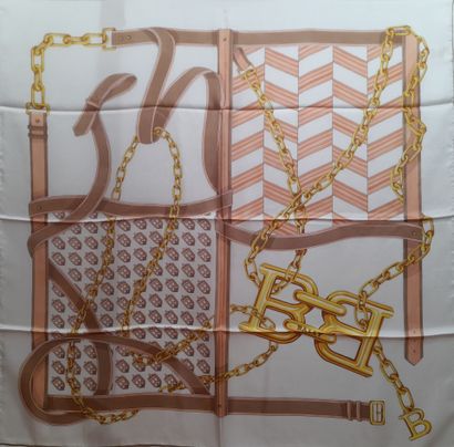 BALLY.
Silk twill square decorated with buckles,...