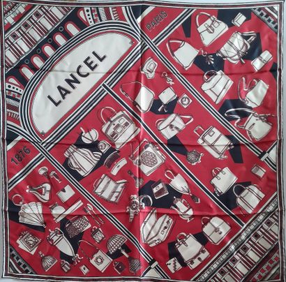 LANCEL, PARIS.
Silk twill square decorated...