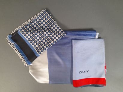 Lot including:
- DKNY.
Silk twill square...