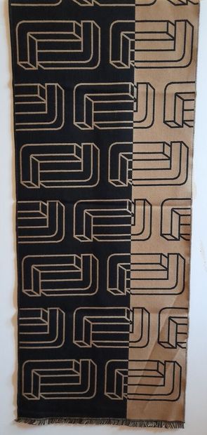LANCEL, PARIS.
Fringed wool scarf decorated...