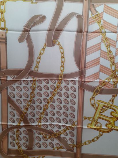 BALLY.
Silk twill square decorated with buckles,...