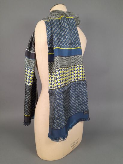 LANCEL.
Silk twill fringed scarf with geometric...