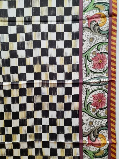 MACKENZIE CHILDS.
Silk twill square decorated...