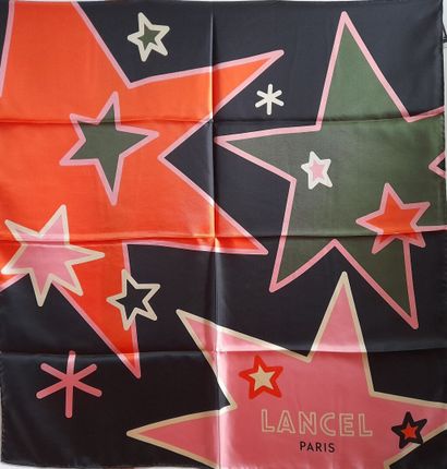 LANCEL, PARIS.
Silk twill square decorated...
